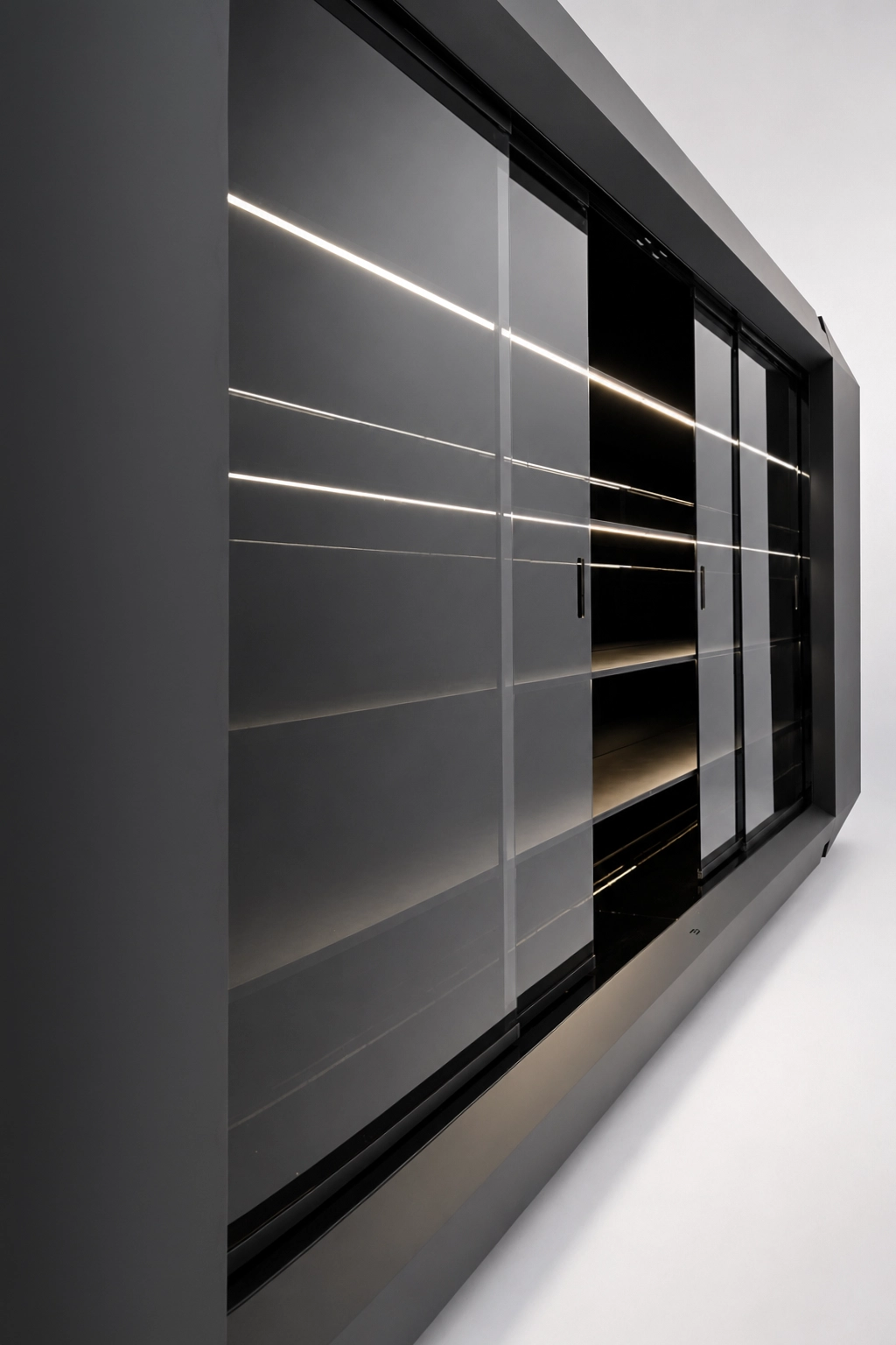 The cabinet in perspective, its surfaces meeting in precise junctions
